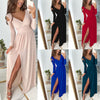 Women's Long Dress, V-Neck, Long Sleeves and Split Skirt