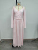 Women's Long Dress, V-Neck, Long Sleeves and Split Skirt