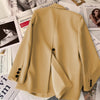 Women's Beige Blazer, Notched Lapels, Button Front and Long Sleeves