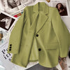 Women's Beige Blazer, Notched Lapels, Button Front and Long Sleeves