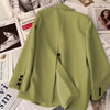 Women's Beige Blazer, Notched Lapels, Button Front and Long Sleeves