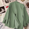 Women's Beige Blazer, Notched Lapels, Button Front and Long Sleeves