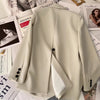 Women's Beige Blazer, Notched Lapels, Button Front and Long Sleeves
