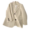 Women's Beige Blazer, Notched Lapels, Button Front and Long Sleeves
