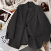 Women's Beige Blazer, Notched Lapels, Button Front and Long Sleeves