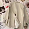 Women's Beige Blazer, Notched Lapels, Button Front and Long Sleeves