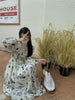 Women's Floral Long Dress, Long Sleeves and Defined Waist