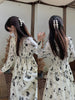 Women's Floral Long Dress, Long Sleeves and Defined Waist