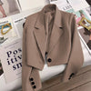 Women's Regular Fit One Button Polyester Blazer with Suit Collar Long Sleeves and Pockets for Office Wind in Pink
