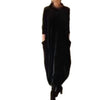 Women's Velvet-Style Long Dress, Round Neck, Long Sleeves and Straight Skirt