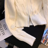 Women's Routine Fit Stand Collar Long Sleeve Pullover Cardigan with Solid Color Knit Design for Summer in White Purple