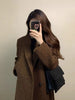 Women's Loose Fit Polyester 3D Effect Suit Collar Long Sleeve Double Breasted Jacket with Three-Dimensional Decoration for Commuting in Black