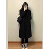 Women's Loose Fit Polyester 3D Effect Suit Collar Long Sleeve Double Breasted Jacket with Three-Dimensional Decoration for Commuting in Black