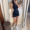 Women's Urban Chic Sleeveless Polyester Blazer Jumpsuit with Belt for Commute Work in Black