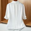 Women's Slim Fit Solid Color Single Breasted One Button Half Sleeve Casual Blazer Jacket for Office Work in Black White