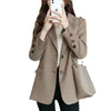 Women's Khaki Blazer, Notched Lapels, Long Sleeves and Relaxed Fit