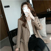 Women's Khaki Blazer, Notched Lapels, Long Sleeves and Relaxed Fit