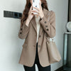 Women's Khaki Blazer, Notched Lapels, Long Sleeves and Relaxed Fit