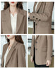 Women's Khaki Blazer, Notched Lapels, Long Sleeves and Relaxed Fit