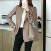 Women's Khaki Blazer, Notched Lapels, Long Sleeves and Relaxed Fit