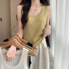 Women's Slim Fit Pullover Polyester Solid Color Sleeveless Vest for Layering in Beige Black White Green