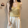 Women's Slim Fit Pullover Polyester Solid Color Sleeveless Vest for Layering in Beige Black White Green