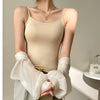 Women's Slim Fit Solid Color Viscose Fiber Sling Style Vest Sleeveless Top for Summer Casual Wear in Black White Apricot Coffee