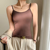 Women's Slim Fit Solid Color Viscose Fiber Sling Style Vest Sleeveless Top for Summer Casual Wear in Black White Apricot Coffee