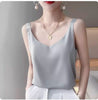 Women's Loose Fit Solid Color Mulberry Silk Sling Style Vest for Summer Layering in White Champagne Grey Khaki
