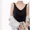 Women's Loose Fit Solid Color Mulberry Silk Sling Style Vest for Summer Layering in White Champagne Grey Khaki