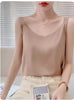 Women's Loose Fit Solid Color Mulberry Silk Sling Style Vest for Summer Layering in White Champagne Grey Khaki