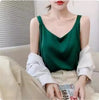 Women's Loose Fit Solid Color Mulberry Silk Sling Style Vest for Summer Layering in White Champagne Grey Khaki