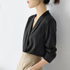 Women's Slim Fit Single Breasted Polyester Long Sleeve Solid Color Casual Blazer Cardigan for Office Work in White Black