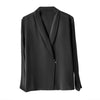 Women's Slim Fit Single Breasted Polyester Long Sleeve Solid Color Casual Blazer Cardigan for Office Work in White Black