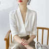 Women's Slim Fit Single Breasted Polyester Long Sleeve Solid Color Casual Blazer Cardigan for Office Work in White Black