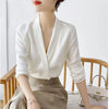 Women's Slim Fit Single Breasted Polyester Long Sleeve Solid Color Casual Blazer Cardigan for Office Work in White Black