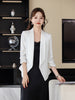Women's Regular Fit One Button Polyester Solid Color Seven Point Sleeve Casual Cardigan for Office Style in Champagne Suit