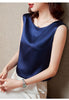 Women's Loose Fit Silk 3D Effect Pullover Style Vest for Casual Wear in White Black Navy Blue and Champagne