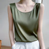 Women's Loose Fit Silk 3D Effect Pullover Style Vest for Casual Wear in White Black Navy Blue and Champagne