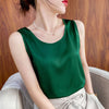 Women's Loose Fit Silk 3D Effect Pullover Style Vest for Casual Wear in White Black Navy Blue and Champagne