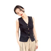 Women's Regular Fit Single Breasted Viscose Solid Color Sleeveless Cardigan Style Vest for Casual Wear in Milky White Black