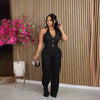 Women's Sleeveless Polyester Solid Color Suit Vest Pants Two Piece Set Urban Style for Streetwear in Black White Khaki