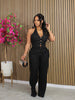 Women's Sleeveless Polyester Solid Color Suit Vest Pants Two Piece Set Urban Style for Streetwear in Black White Khaki