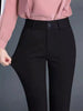 Women's Stretch Spandex Straight Leg Pants with Pockets for Office Work Business Casual Summer in Black