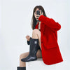Women's Relaxed Blazer, Lapel Collar, Long Sleeves and Flap Pockets