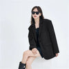 Women's Relaxed Blazer, Lapel Collar, Long Sleeves and Flap Pockets
