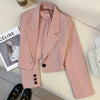 Women's Regular Fit One Button Polyester Long Sleeve Office Jacket for Business Casual Work Wear in Black