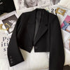 Women's Regular Fit One Button Polyester Long Sleeve Office Jacket for Business Casual Work Wear in Black