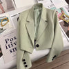 Women's Regular Fit One Button Polyester Long Sleeve Office Jacket for Business Casual Work Wear in Black