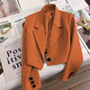 Women's Regular Fit One Button Polyester Long Sleeve Office Jacket for Business Casual Work Wear in Black